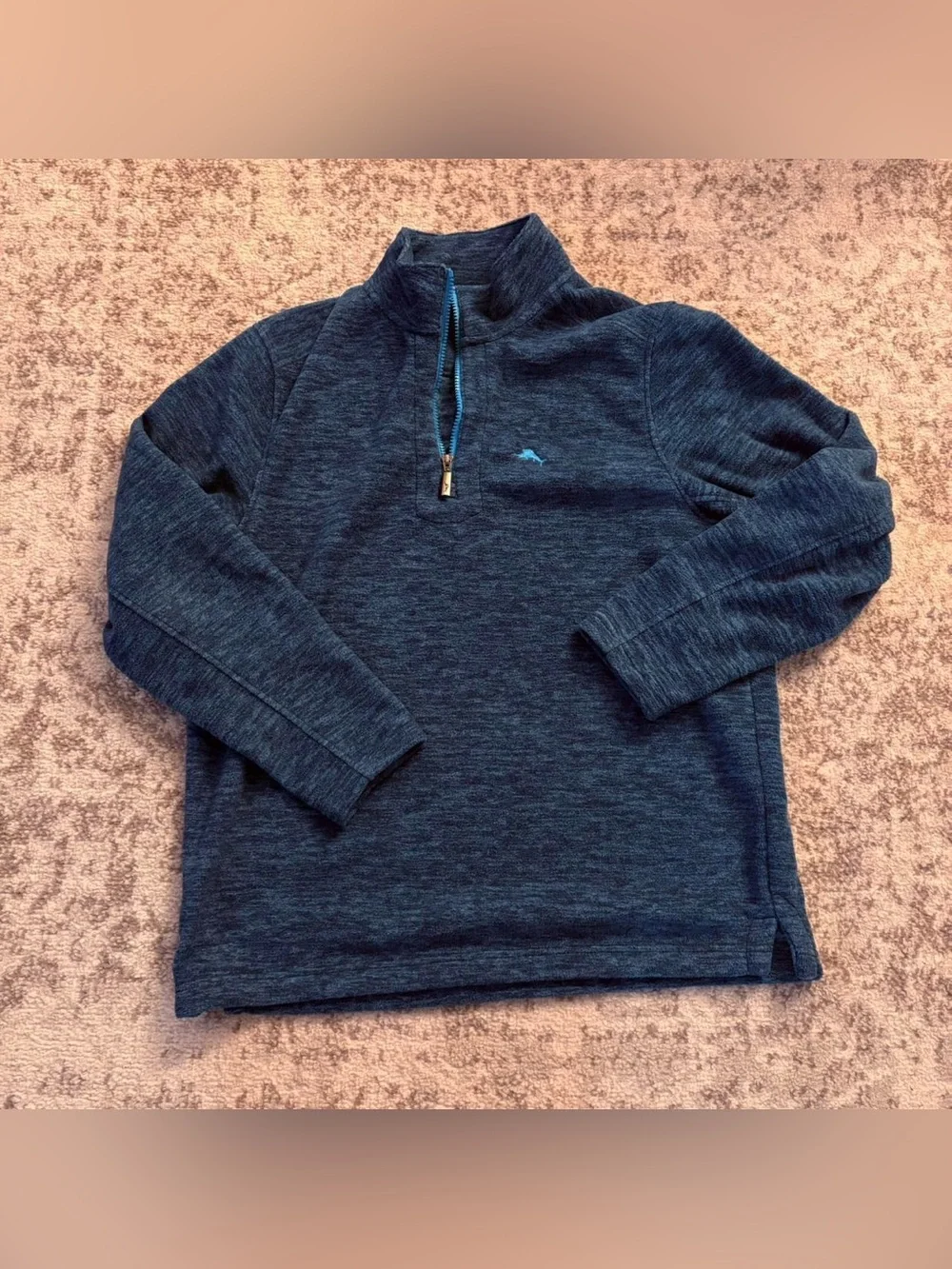 Tommy Bahama Blue Fuzzy Quarter Zip Size Medium
